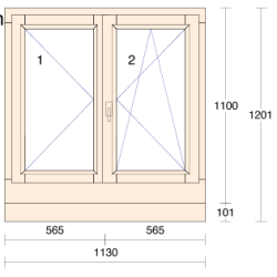 P.07A&B - 1130x1201mm - Fenêtre Bois