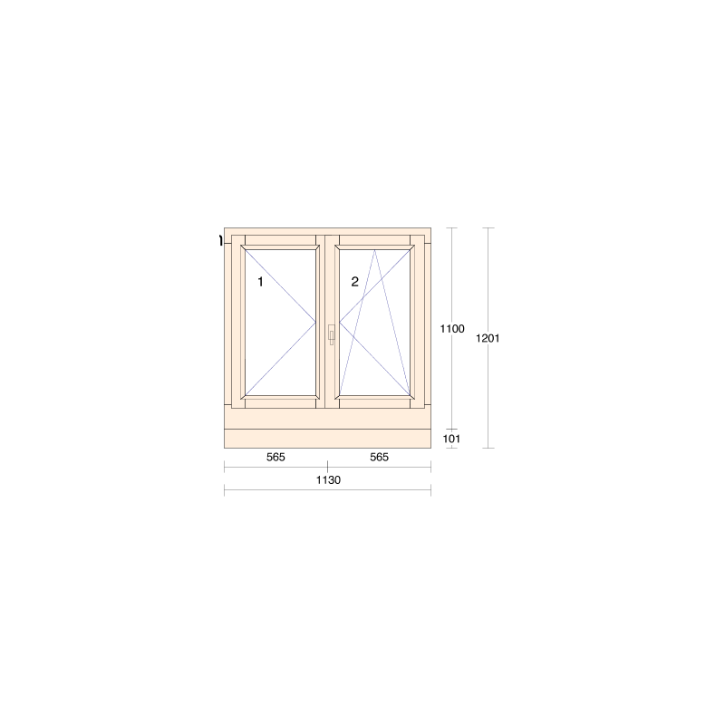 P.07A&B - 1130x1201mm - Fenêtre Bois