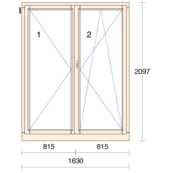 P.08A 1630x2097mm - Porte-Fenêtre Bois