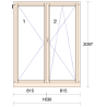 P.08A 1630x2097mm - Porte-Fenêtre Bois