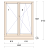 P.10.1 - 1630x2132mm - Porte-Fenêtre Bois