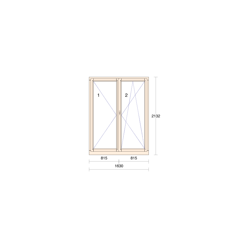 P.10A,B,C - 1630x2132mm - Porte-Fenêtre Bois