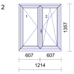 P.02 1214x1357mm - Fenêtre PVC