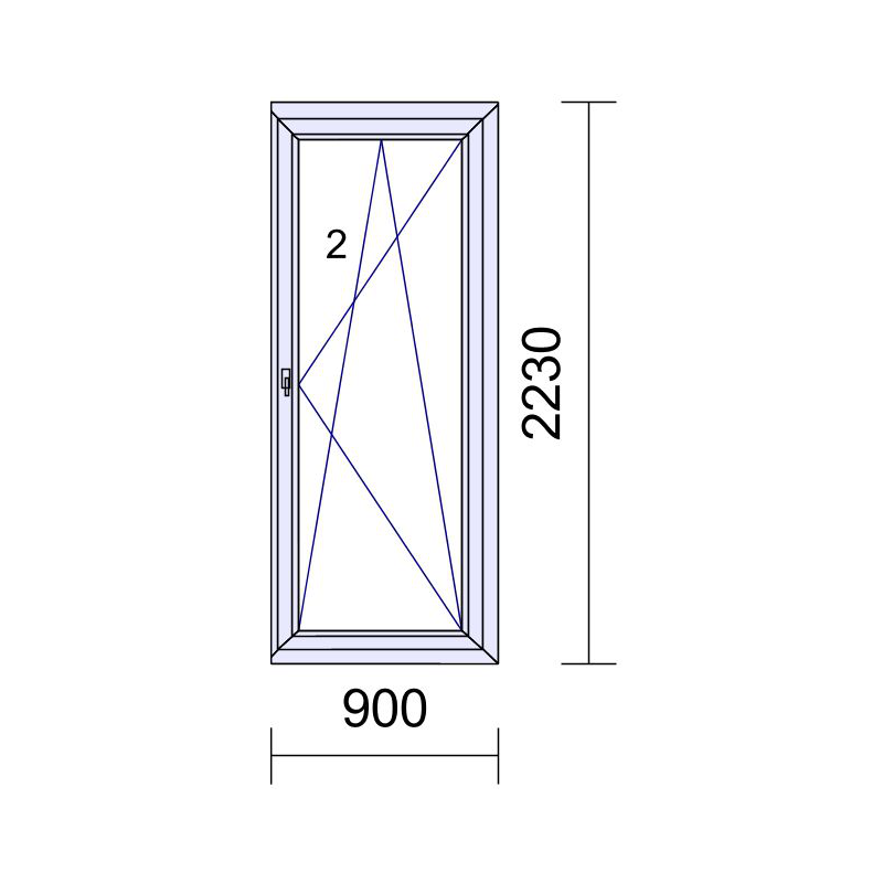 P.2/2 900x2230mm - Porte-Fenêtre PVC