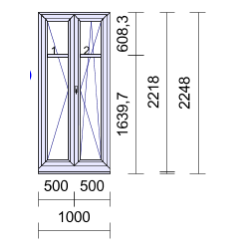 P.17 1000x2248mm - Porte-Fenêtre PVC