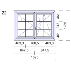 P.22 1695x1235mm - Fenêtre PVC