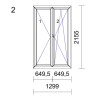 P.02 1299x2155mm - Porte-Fenêtre PVC