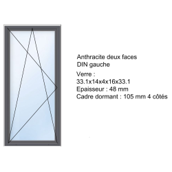 1100x2230mm - Porte-Fenêtre PVC