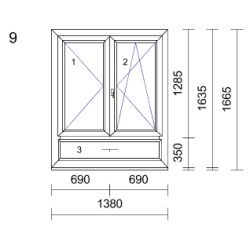 P.09 1380x1665mm - Fenêtre PVC