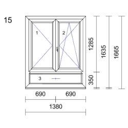 P.15 1380x1665mm - Fenêtre PVC