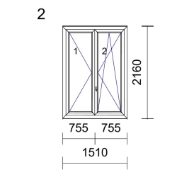 P.02 1510x2160mm - Porte-Fenêtre