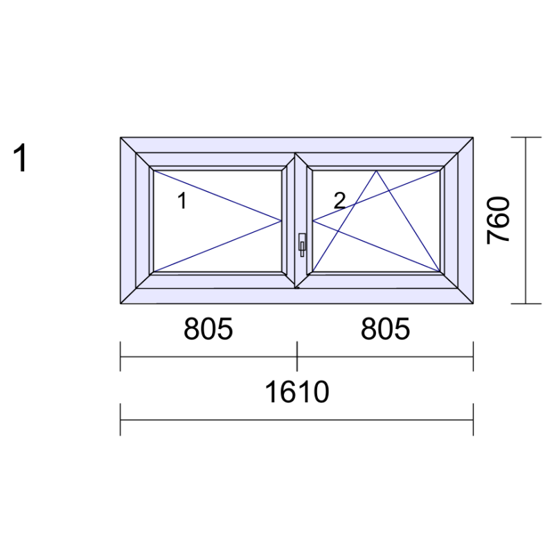 P.01 1610x760mm - Fenêtre PVC