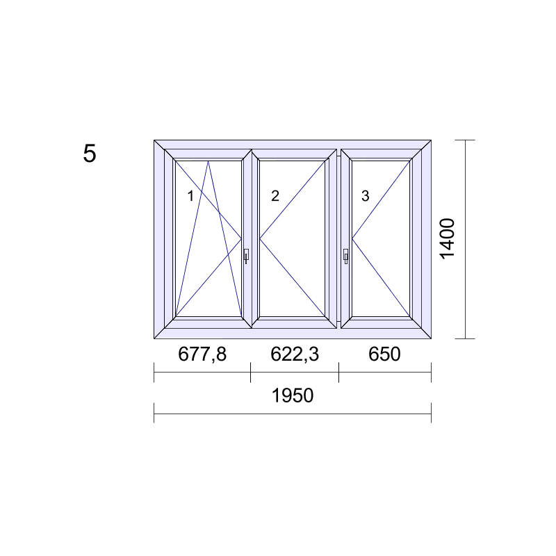 P.5 1950x1400mm - Fenêtre PVC