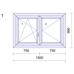 P.01 1500x990mm -  Fenêtre PVC