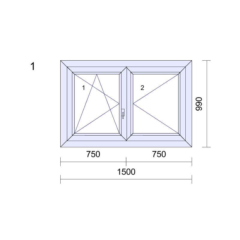 P.01 1500x990mm -  Fenêtre PVC