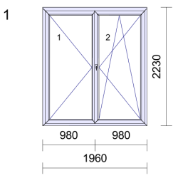 P.01 1960x2230mm -  Porte-Fenêtre PVC